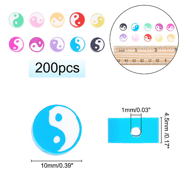 PandaHall Handmade Polymer Clay Beads Strand, DIY Accessories for Bracklet & Necklace Making, Flat Round with Taiji Pattern, Mixed Color..., Multicolor
PandaHall Handmade Polymer Clay Beads Strand, DIY Accessories for Bracklet & Necklace Making, Flat Round with Taiji Pattern, Mixed Color..., Multicolor