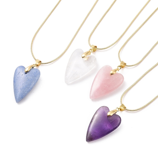 PandaHall Heart Natural Gemstone Pendant Necklaces, Brass Snake Chain Necklace for Women, 17.52 inch(44.5cm) Mixed Stone
PandaHall Heart Natural Gemstone Pendant Necklaces, Brass Snake Chain Necklace for Women, 17.52 inch(44.5cm) Mixed Stone