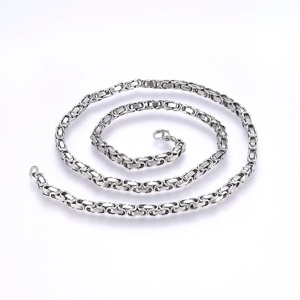 PandaHall 201 Stainless Steel Byzantine Chain Necklaces, with Lobster Claw Clasps, Stainless Steel Color, 21.6 inch(55cm), 4mm 201 Stainless...
PandaHall 201 Stainless Steel Byzantine Chain Necklaces, with Lobster Claw Clasps, Stainless Steel Color, 21.6 inch(55cm), 4mm 201 Stainless...