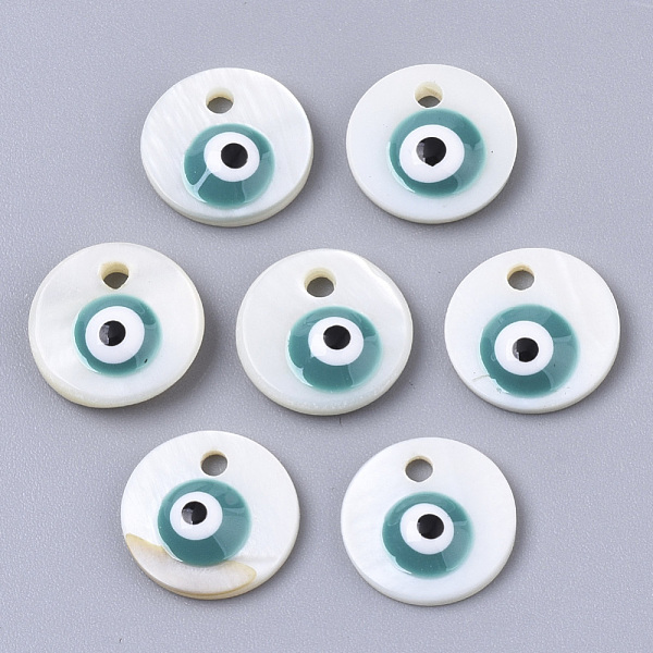 PandaHall Natural Freshwater Shell Charms, with Enamel, Flat Round with Evil Eye, Dark Cyan, 10x3mm, Hole: 1mm Freshwater Shell Evil Eye
PandaHall Natural Freshwater Shell Charms, with Enamel, Flat Round with Evil Eye, Dark Cyan, 10x3mm, Hole: 1mm Freshwater Shell Evil Eye