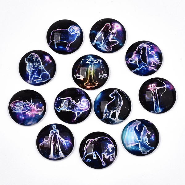 PandaHall Glass Cabochons, Half Round with 12 Constellations, Black, 12 Constellations, 25x7~8mm, 12pcs/set Glass Constellation Black
PandaHall Glass Cabochons, Half Round with 12 Constellations, Black, 12 Constellations, 25x7~8mm, 12pcs/set Glass Constellation Black