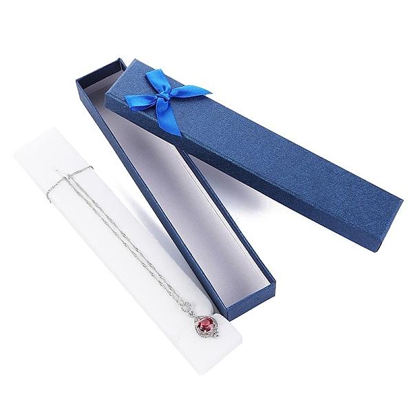 PandaHall Rectangle Paper Necklace Boxes with Bowknot, Jewelry Gift Case for Necklaces Storage, Blue, 21x4x2.2cm Paper Rectangle Blue
PandaHall Rectangle Paper Necklace Boxes with Bowknot, Jewelry Gift Case for Necklaces Storage, Blue, 21x4x2.2cm Paper Rectangle Blue