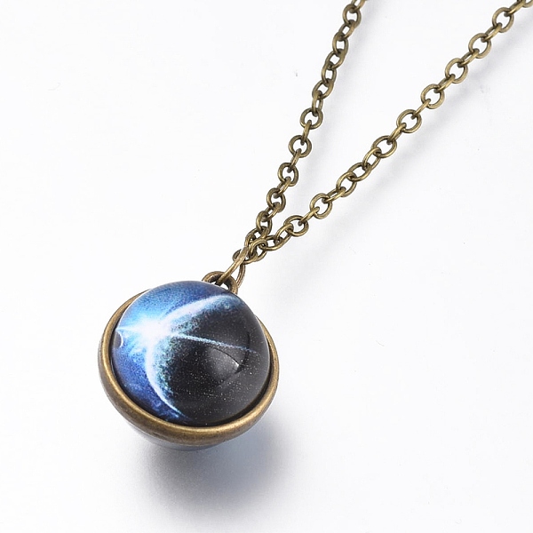 PandaHall Glass Pendant Necklace, with Alloy Cable Chains and Lobster Claw Clasps, Cadmium Free & Lead Free, Round, Galaxy Pattern, 20.07...
PandaHall Glass Pendant Necklace, with Alloy Cable Chains and Lobster Claw Clasps, Cadmium Free & Lead Free, Round, Galaxy Pattern, 20.07...