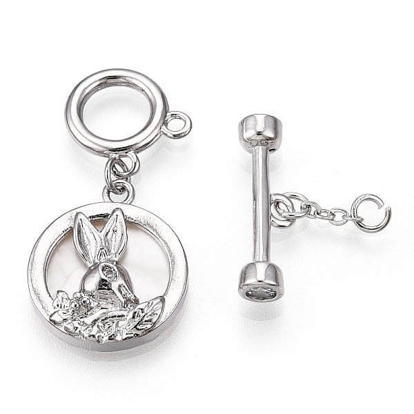 PandaHall Shell Toggle Clasps, with Brass Crystal Rhinestone Findings, Flat Round with Rabbit, Platinum, 41.5mm, Flat Round: 17x15x3.5mm, O...
PandaHall Shell Toggle Clasps, with Brass Crystal Rhinestone Findings, Flat Round with Rabbit, Platinum, 41.5mm, Flat Round: 17x15x3.5mm, O...