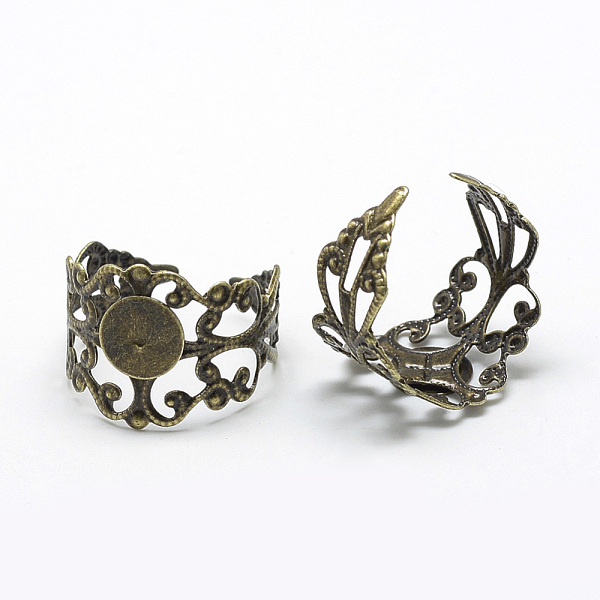 PandaHall Iron Filigree Cuff Rings, Open Rings Settings, Flat Round, Antique Bronze, Tray: 8mm, 18mm Iron
PandaHall Iron Filigree Cuff Rings, Open Rings Settings, Flat Round, Antique Bronze, Tray: 8mm, 18mm Iron