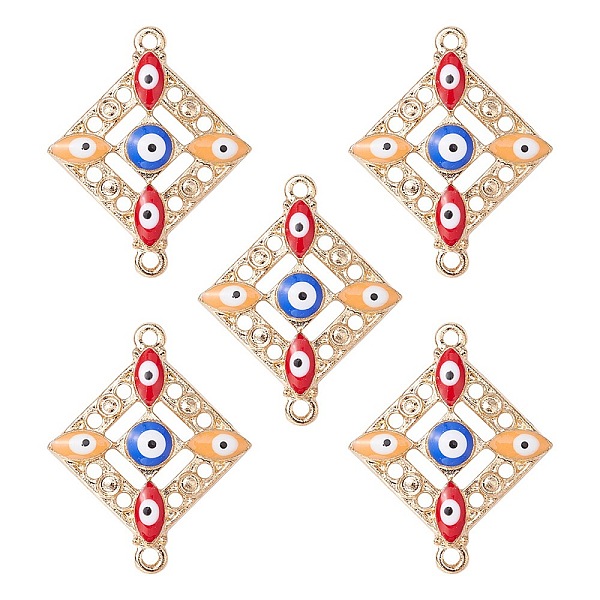 PandaHall Alloy Enamel Connector Charms with Synthetic Turquoise, Rhombus Links with Colorful Evil Eye, Nickel, Golden, 29x23x3.5mm, Hole...
PandaHall Alloy Enamel Connector Charms with Synthetic Turquoise, Rhombus Links with Colorful Evil Eye, Nickel, Golden, 29x23x3.5mm, Hole...