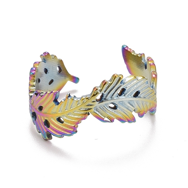 PandaHall Rainbow Color Ion Plating(IP) 304 Stainless Steel Leaf Wrap Open Cuff Ring for Women, US Size 8 1/2(18.5mm) 304 Stainless Steel
PandaHall Rainbow Color Ion Plating(IP) 304 Stainless Steel Leaf Wrap Open Cuff Ring for Women, US Size 8 1/2(18.5mm) 304 Stainless Steel
