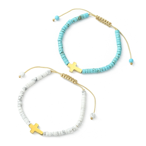 PandaHall 2Pcs 2 Style Natural Howlite & Synthetic Turquoise Braided Bead Bracelets Set, 304 Stainless Steel Cross Adjustable Bracelets...
PandaHall 2Pcs 2 Style Natural Howlite & Synthetic Turquoise Braided Bead Bracelets Set, 304 Stainless Steel Cross Adjustable Bracelets...