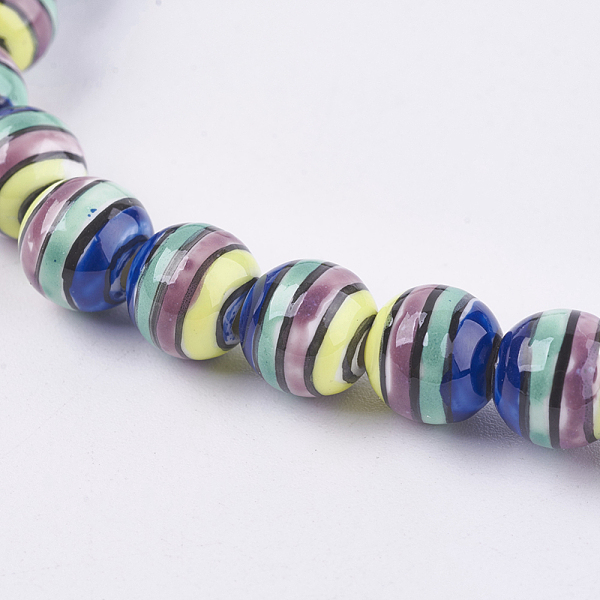 PandaHall Handmade Porcelain Beads, Round with Candy Strip, Colorful, 8x7.5mm, Hole: 2mm Porcelain Round
PandaHall Handmade Porcelain Beads, Round with Candy Strip, Colorful, 8x7.5mm, Hole: 2mm Porcelain Round