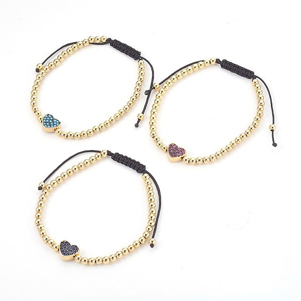 PandaHall Nylon Thread Braided Bead Bracelets, with Brass Micro Pave Cubic Zirconia Beads, Lead Free & Cadmium Free, Heart, Golden, 2-1/8..., Multicolor
PandaHall Nylon Thread Braided Bead Bracelets, with Brass Micro Pave Cubic Zirconia Beads, Lead Free & Cadmium Free, Heart, Golden, 2-1/8..., Multicolor