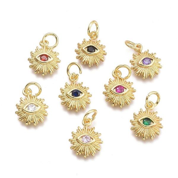 PandaHall Brass Micro Pave Cubic Zirconia Pendants, with Jump Ring, Sun with Eye, Real 18K Gold Plated, Mixed Color, 12.5x10x2.7mm, Jump..., Multicolor
PandaHall Brass Micro Pave Cubic Zirconia Pendants, with Jump Ring, Sun with Eye, Real 18K Gold Plated, Mixed Color, 12.5x10x2.7mm, Jump..., Multicolor