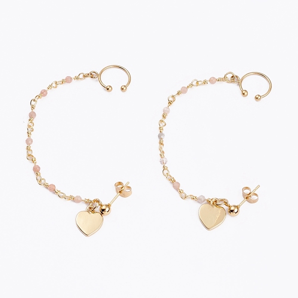 PandaHall 304 Stainless Steel Stud Earrings, with Clip-on Earrings and Natural Moonstone Beaded Chains, Heart, Real 18K Gold Plated, 15mm...
PandaHall 304 Stainless Steel Stud Earrings, with Clip-on Earrings and Natural Moonstone Beaded Chains, Heart, Real 18K Gold Plated, 15mm...