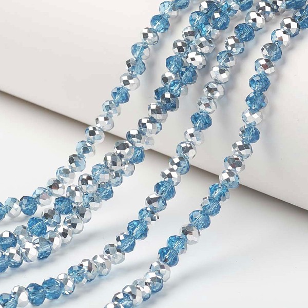 PandaHall Electroplate Transparent Glass Beads Strands, Half Silver Plated, Faceted, Rondelle, Deep Sky Blue, 4x3mm, Hole: 0.4mm, about...
PandaHall Electroplate Transparent Glass Beads Strands, Half Silver Plated, Faceted, Rondelle, Deep Sky Blue, 4x3mm, Hole: 0.4mm, about...