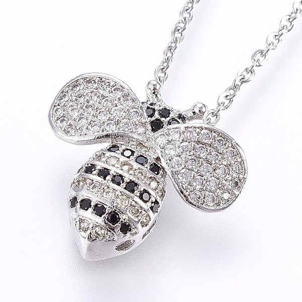 PandaHall 304 Stainless Steel Pendant Necklaces, with Cubic Zirconia, Bees, Stainless Steel Color, 17.71 inch(45cm), Pendant: 18x20x6mm..., Black
PandaHall 304 Stainless Steel Pendant Necklaces, with Cubic Zirconia, Bees, Stainless Steel Color, 17.71 inch(45cm), Pendant: 18x20x6mm..., Black