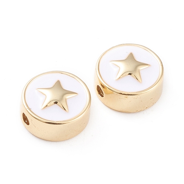 PandaHall Brass Enamel Beads, Long-Lasting Plated, Flat Round with Star, White, Real 18K Gold Plated, 11x5mm, Hole: 1.8mm Brass+Enamel Flat...
PandaHall Brass Enamel Beads, Long-Lasting Plated, Flat Round with Star, White, Real 18K Gold Plated, 11x5mm, Hole: 1.8mm Brass+Enamel Flat...