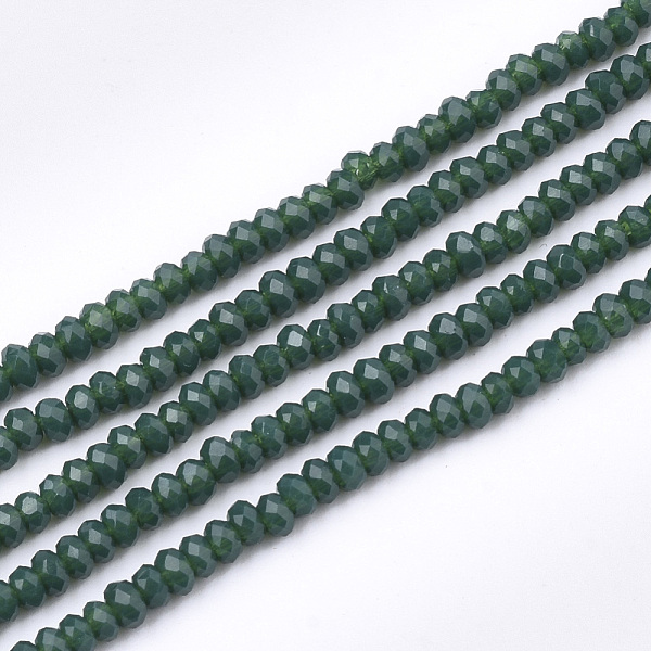PandaHall Opaque Solid Color Glass Beads Strands, Faceted, Rondelle, Dark Slate Gray, 2~2.5x1~1.5mm, Hole: 0.5mm, about 165~170pcs/strand...
PandaHall Opaque Solid Color Glass Beads Strands, Faceted, Rondelle, Dark Slate Gray, 2~2.5x1~1.5mm, Hole: 0.5mm, about 165~170pcs/strand...