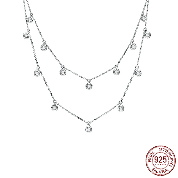 PandaHall Rhodium Plated 925 Sterling Silver Micro Pave Clear Cubic Zirconia Double Layer Necklaces, Flat Round, Platinum, 15.35 inch(39cm)...
PandaHall Rhodium Plated 925 Sterling Silver Micro Pave Clear Cubic Zirconia Double Layer Necklaces, Flat Round, Platinum, 15.35 inch(39cm)...