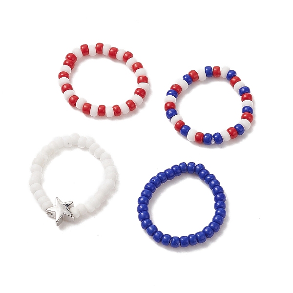PandaHall 4Pcs 4 Style Independence Day Glass Seed Stretch Finger Rings Set with Brass Star Beaded for Women, Mixed Color, US Size 7(17.3mm)..., Multicolor
PandaHall 4Pcs 4 Style Independence Day Glass Seed Stretch Finger Rings Set with Brass Star Beaded for Women, Mixed Color, US Size 7(17.3mm)..., Multicolor
