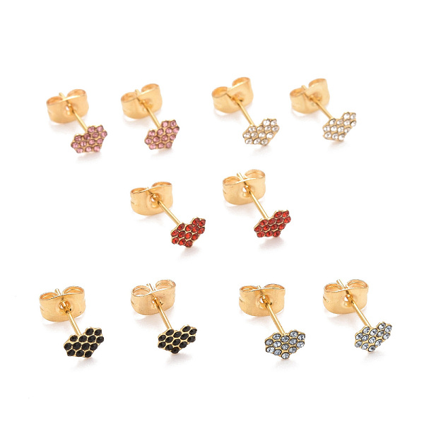 PandaHall 304 Stainless Steel Rhinestone Stud Earrings, with 316 Surgical Stainless Steel Pin, Golden, Heart, Mixed Color, 5.5x5x1mm, Pin..., Multicolor
PandaHall 304 Stainless Steel Rhinestone Stud Earrings, with 316 Surgical Stainless Steel Pin, Golden, Heart, Mixed Color, 5.5x5x1mm, Pin..., Multicolor