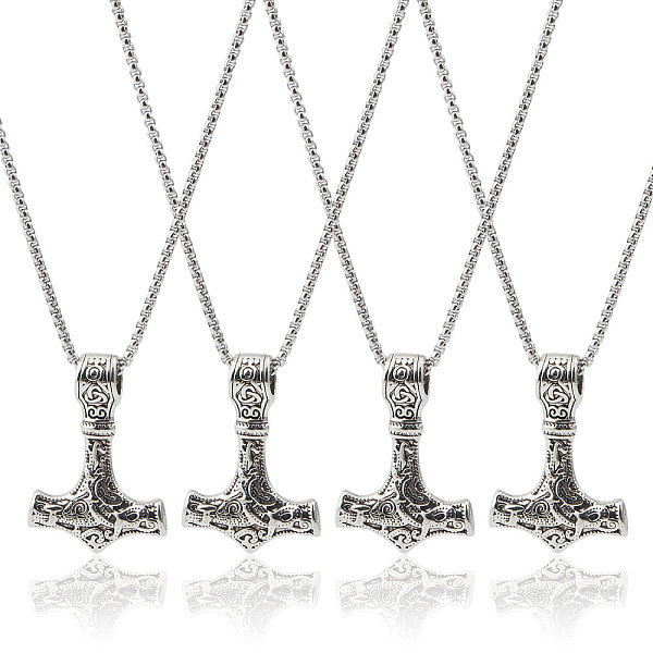 PandaHall CHGCRAFT 4Pcs Titanium Steel Norse Viking Hammer Pendant Necklace with Box Chains for Men, Antique Silver & Stainless Steel Color...
PandaHall CHGCRAFT 4Pcs Titanium Steel Norse Viking Hammer Pendant Necklace with Box Chains for Men, Antique Silver & Stainless Steel Color...