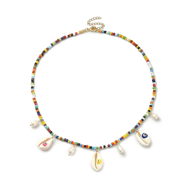 PandaHall Natural Shell Evil Eye & Pearl Bib Necklace with Glass Seed Beaded Chains, Colorful, 17.76 inch(45.1cm) Pearl Shell Shape..., Multicolor
PandaHall Natural Shell Evil Eye & Pearl Bib Necklace with Glass Seed Beaded Chains, Colorful, 17.76 inch(45.1cm) Pearl Shell Shape..., Multicolor