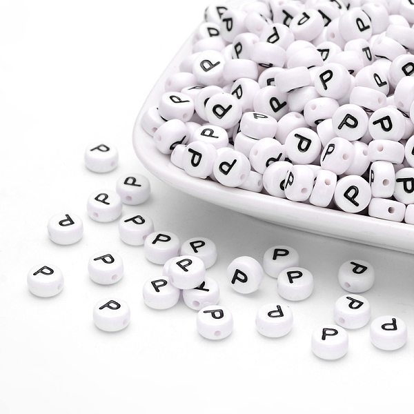 PandaHall Acrylic Beads, with Horizontal Hole, Letter, Flat Round, Letter.P, 7x4mm, Hole: 1mm, about 146pcs/20g Acrylic Flat Round White
PandaHall Acrylic Beads, with Horizontal Hole, Letter, Flat Round, Letter.P, 7x4mm, Hole: 1mm, about 146pcs/20g Acrylic Flat Round White