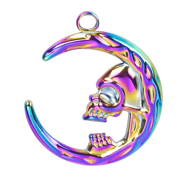 PandaHall Stainless Steel Pendants, Moon with Skull Charms, Rainbow Color, 29x24x2mm, Hole: 2.8mm Stainless Steel Moon
PandaHall Stainless Steel Pendants, Moon with Skull Charms, Rainbow Color, 29x24x2mm, Hole: 2.8mm Stainless Steel Moon