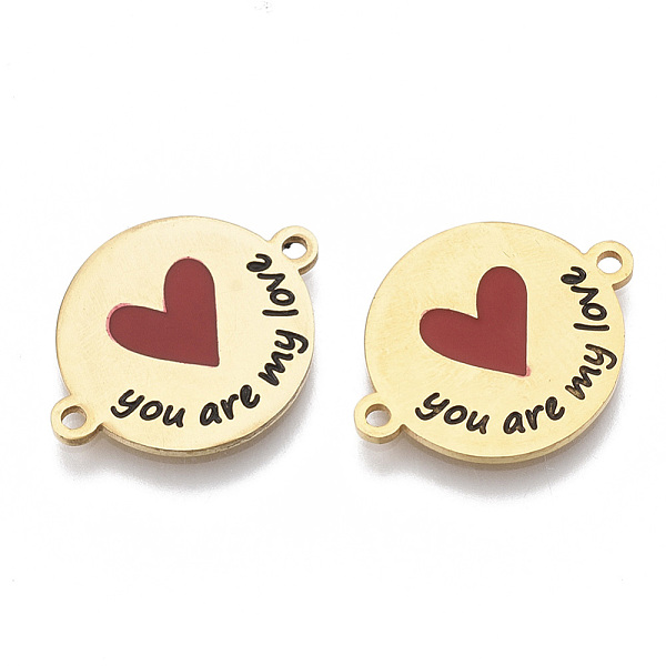 PandaHall 201 Stainless Steel Enamel Links connectors, for Valentine's Day, Flat Round with Heart and Word You Are My Love, Red, Golden...
PandaHall 201 Stainless Steel Enamel Links connectors, for Valentine's Day, Flat Round with Heart and Word You Are My Love, Red, Golden...