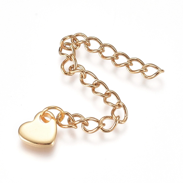 PandaHall 304 Stainless Steel Chain Extender, Curb Chain, with Charms, Heart, Golden, 60mm, Link: 4x3x0.5mm 304 Stainless Steel
PandaHall 304 Stainless Steel Chain Extender, Curb Chain, with Charms, Heart, Golden, 60mm, Link: 4x3x0.5mm 304 Stainless Steel