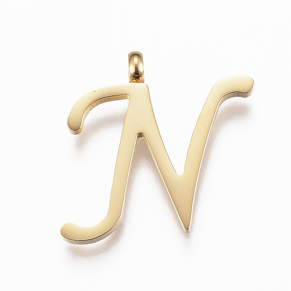 PandaHall 304 Stainless Steel Pendants, Initial Letter, Letter.N, Golden, Golden, 18.5x18x2mm, Hole: 2mm 304 Stainless Steel Letter N
PandaHall 304 Stainless Steel Pendants, Initial Letter, Letter.N, Golden, Golden, 18.5x18x2mm, Hole: 2mm 304 Stainless Steel Letter N