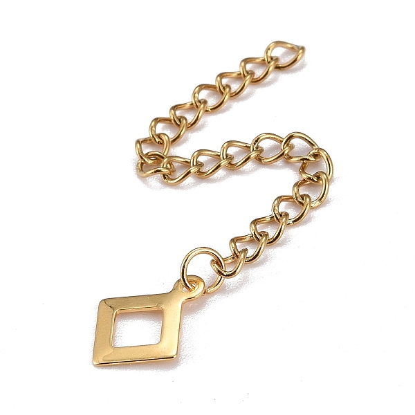 PandaHall 304 Stainless Steel Chain Extender, Curb Chain, with 202 Stainless Steel Charms, Rhombus, Golden, 65mm, Link: 3.7x3x0.5mm, Rhombus...
PandaHall 304 Stainless Steel Chain Extender, Curb Chain, with 202 Stainless Steel Charms, Rhombus, Golden, 65mm, Link: 3.7x3x0.5mm, Rhombus...