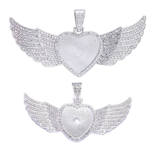 PandaHall Alloy Pendants, with Glass Cabochons, with Rhinestone, Heart and Wing, Silver, 42x86.5x3.5mm, Hole: 13x7mm Alloy+Glass Wing Clear
PandaHall Alloy Pendants, with Glass Cabochons, with Rhinestone, Heart and Wing, Silver, 42x86.5x3.5mm, Hole: 13x7mm Alloy+Glass Wing Clear