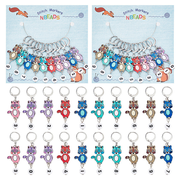 PandaHall Alloy Enamel & Acrylic Pendant Locking Stitch Markers, 304 Stainless Steel Leverback Earring Stitch Marker, Raccoon with Number..., Multicolor
PandaHall Alloy Enamel & Acrylic Pendant Locking Stitch Markers, 304 Stainless Steel Leverback Earring Stitch Marker, Raccoon with Number..., Multicolor