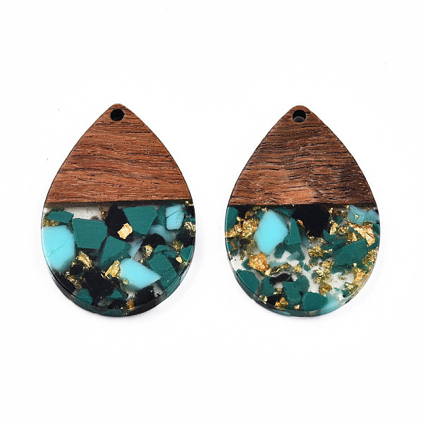 PandaHall Transparent Resin & Walnut Wood Pendants, with Gold Foil, Teardrop Charm, Teal, 36x24.5x3mm, Hole: 2mm Resin+Wood Teardrop Cyan
PandaHall Transparent Resin & Walnut Wood Pendants, with Gold Foil, Teardrop Charm, Teal, 36x24.5x3mm, Hole: 2mm Resin+Wood Teardrop Cyan