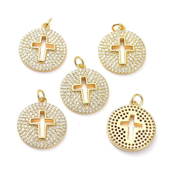 PandaHall Brass Micro Pave Clear Cubic Zirconia Pendants, with Jump Ring, Long-Lasting Plated, Flat Round with Cross, Real 18K Gold Plated...
PandaHall Brass Micro Pave Clear Cubic Zirconia Pendants, with Jump Ring, Long-Lasting Plated, Flat Round with Cross, Real 18K Gold Plated...