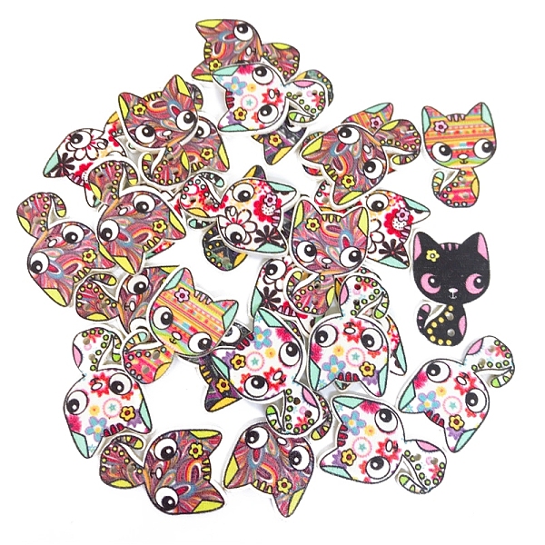 PandaHall 2-hole Painted Wooden Buttons, Cat, Mixed Color, 26x17mm, 50pcs/bag Wood Cat Shape Multicolor
PandaHall 2-hole Painted Wooden Buttons, Cat, Mixed Color, 26x17mm, 50pcs/bag Wood Cat Shape Multicolor