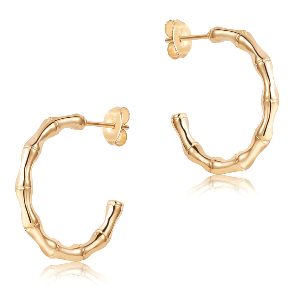 PandaHall Titanium Steel Bamboo Stud Earrings for Women, Golden, 24.5x20x2.5mm, Pin: 0.7mm Titanium Steel Bamboo
PandaHall Titanium Steel Bamboo Stud Earrings for Women, Golden, 24.5x20x2.5mm, Pin: 0.7mm Titanium Steel Bamboo