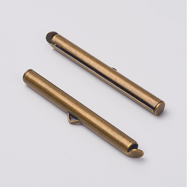 PandaHall Brass Slide On End Clasp Tubes, Slider End Caps, Antique Bronze, 39.5x4mm, Hole: 1mm, Inner Diameter: 2mm Brass
PandaHall Brass Slide On End Clasp Tubes, Slider End Caps, Antique Bronze, 39.5x4mm, Hole: 1mm, Inner Diameter: 2mm Brass
