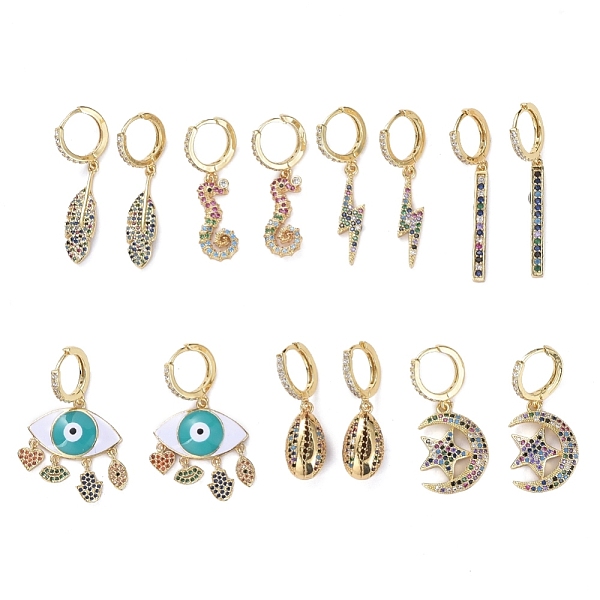 PandaHall Hoop Earrings, Dangle Earrings, with Enamel and Golden Plated Brass Cubic Zirconia Pendants, Mixed Shapes, with Cardboard Box..., Multicolor
PandaHall Hoop Earrings, Dangle Earrings, with Enamel and Golden Plated Brass Cubic Zirconia Pendants, Mixed Shapes, with Cardboard Box..., Multicolor