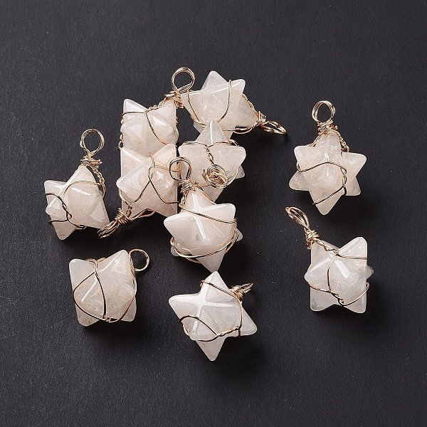 PandaHall Natural Quartz Crystal Copper Wire Wrapped Pendants, Rock Crystal, Merkaba Star Charms, Golden, 26~31x20~21x13~15mm, Hole: 5~5.5mm...
PandaHall Natural Quartz Crystal Copper Wire Wrapped Pendants, Rock Crystal, Merkaba Star Charms, Golden, 26~31x20~21x13~15mm, Hole: 5~5.5mm...