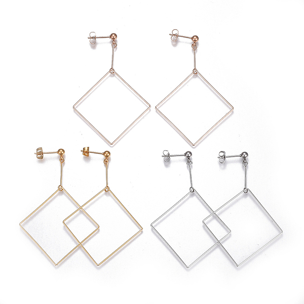 PandaHall 304 Stainless Steel Dangle Stud Earrings, Hypoallergenic Earrings, Rhombus, Mixed Color, 62mm, Pin: 0.8mm 304 Stainless Steel
PandaHall 304 Stainless Steel Dangle Stud Earrings, Hypoallergenic Earrings, Rhombus, Mixed Color, 62mm, Pin: 0.8mm 304 Stainless Steel