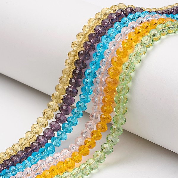 PandaHall Glass Beads Strands, Faceted, Rondelle, Mixed Color, 8x6mm, Hole: 1mm, about 63~65pcs/strand, 39~40cm Glass Rondelle Multicolor
PandaHall Glass Beads Strands, Faceted, Rondelle, Mixed Color, 8x6mm, Hole: 1mm, about 63~65pcs/strand, 39~40cm Glass Rondelle Multicolor