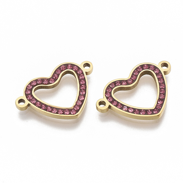 PandaHall 304 Stainless Steel Links connectors, with Rhinestone, Heart, Golden, Rose, 14x21x2mm, Hole: 1.5mm Stainless Steel+Rhinestone..., Pink
PandaHall 304 Stainless Steel Links connectors, with Rhinestone, Heart, Golden, Rose, 14x21x2mm, Hole: 1.5mm Stainless Steel+Rhinestone..., Pink
