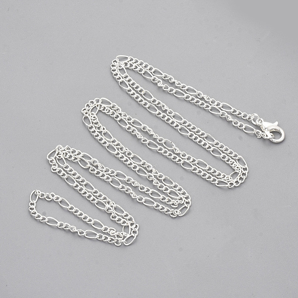 PandaHall Brass Coated Iron Figaro Chain Necklace Making, with Lobster Claw Clasps, Silver Color Plated, 32 inch(81.5cm) Iron
PandaHall Brass Coated Iron Figaro Chain Necklace Making, with Lobster Claw Clasps, Silver Color Plated, 32 inch(81.5cm) Iron