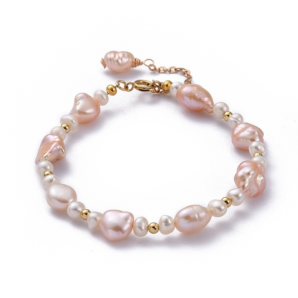 PandaHall Natural Baroque Pearl Keshi Pearl Beaded Bracelets, with Brass Round Beads and 304 Stainless Steel Spring Ring Clasps, Pearl Pink...
PandaHall Natural Baroque Pearl Keshi Pearl Beaded Bracelets, with Brass Round Beads and 304 Stainless Steel Spring Ring Clasps, Pearl Pink...
