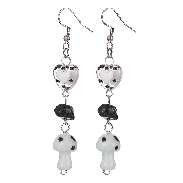 PandaHall Natural Obsidian Chips Dangle Earrings, Mushroom & Heart Lampwork Long Drop Earrings with 304 Stainless Steel Pins..., White
PandaHall Natural Obsidian Chips Dangle Earrings, Mushroom & Heart Lampwork Long Drop Earrings with 304 Stainless Steel Pins..., White