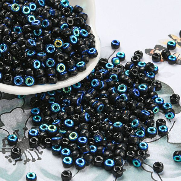 PandaHall Metallic Colors Glass Seed Beads, Half Plated, Two Tone, Round, Midnight Blue, 6/0, 4x3mm, Hole: 1.4mm Glass
PandaHall Metallic Colors Glass Seed Beads, Half Plated, Two Tone, Round, Midnight Blue, 6/0, 4x3mm, Hole: 1.4mm Glass