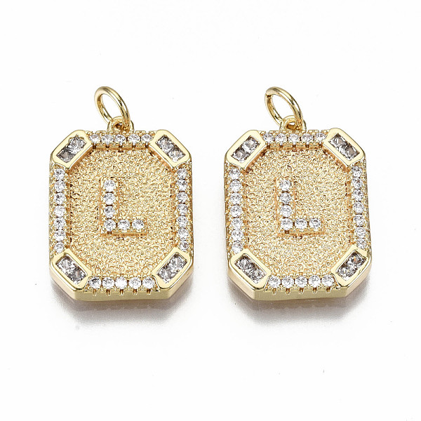 PandaHall Brass Micro Pave Clear Cubic Zirconia Pendants, Nickel Free, Real 18K Gold Plated, Rounded Rectangle with Word, Letter.L...
PandaHall Brass Micro Pave Clear Cubic Zirconia Pendants, Nickel Free, Real 18K Gold Plated, Rounded Rectangle with Word, Letter.L...