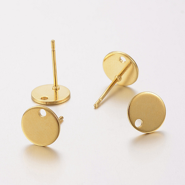 PandaHall 304 Stainless Steel Stud Earring Findings, with Loop and Flat Plate, Flat Round, Real 24K Gold Plated, 8x0.8mm, Hole: 1.2mm, Pin...
PandaHall 304 Stainless Steel Stud Earring Findings, with Loop and Flat Plate, Flat Round, Real 24K Gold Plated, 8x0.8mm, Hole: 1.2mm, Pin...