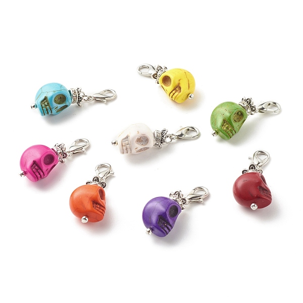 PandaHall Skull Synthetic Howlite Pendant Decorations, with Brass Rhinestone Beads and Zinc Alloy Lobster Claw Clasps, Mixed Color, 48mm..., Multicolor
PandaHall Skull Synthetic Howlite Pendant Decorations, with Brass Rhinestone Beads and Zinc Alloy Lobster Claw Clasps, Mixed Color, 48mm..., Multicolor